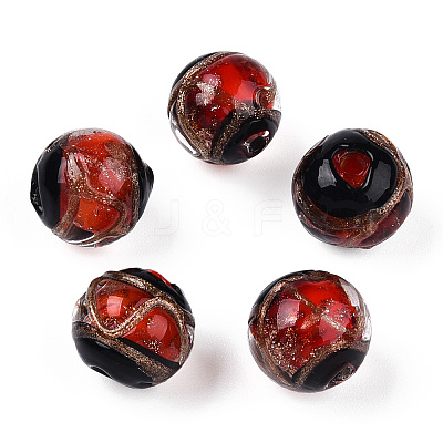 Handmade Gold Sand Lampwork Beads LAMP-T019-12mm-03-1