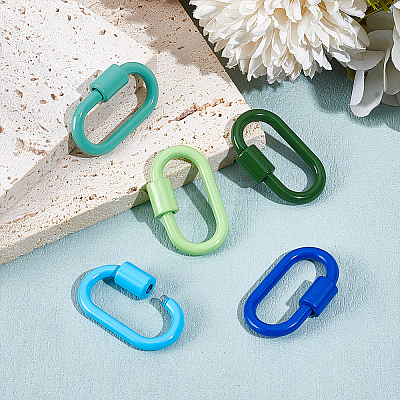 5Pcs 5 Styles Baking Paint Alloy Screw Locking Carabiners FIND-DR0002-37-1