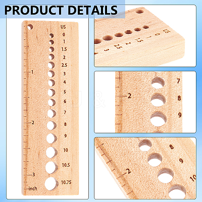 1Pc Rectangle Wooden Knitting Needle Gauges TOOL-BC0002-94A-1