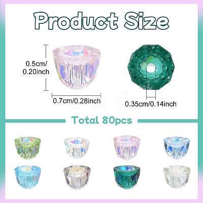 80Pcs 8 Colors Electroplate Transparent Glass Beads EGLA-YW0005-84-1