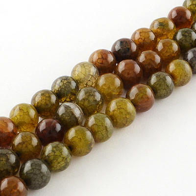 Dyed Natural Dragon Veins Agate Round Bead Strands G-R342-8mm-08-1