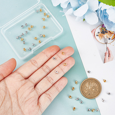 40Pcs 2 Colors Brass Crimp Beads KK-AR0003-27-1
