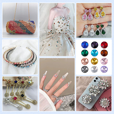 192Pcs 12 Colors Diamond Glass Rhinestone Cabochons RGLA-PH0001-21-1