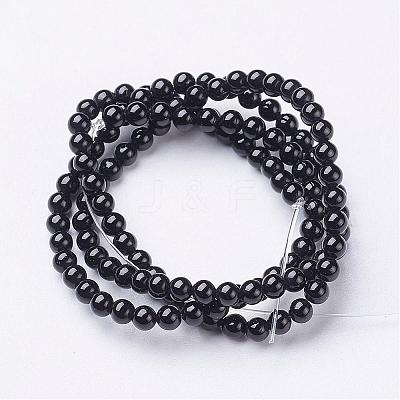 Natural Black Onyx Round Beads Strands GSR3mmC097-1