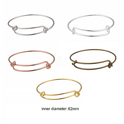 10Pcs 5 Color Adjustable Brass Expandable Bangle Making BJEW-LS0001-02-1