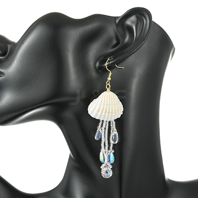 Shell & Glass Seed Bead Dangle Earrings EJEW-MZ00740-02-1