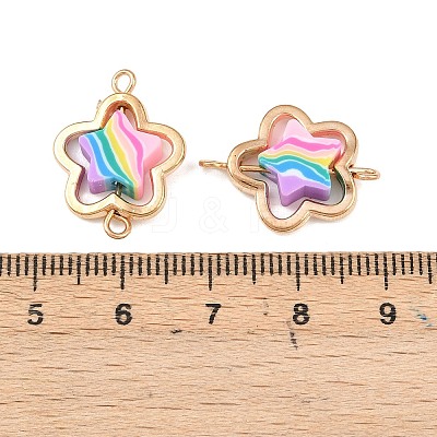 CCB Plastic Frame with Polymer Clay Rainbow Beads Links Connector Charms KK-D103-08A-G-1