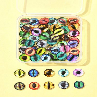 60Pcs Half Round with Eye Glass Cabochons GGLA-FS0001-16A-1