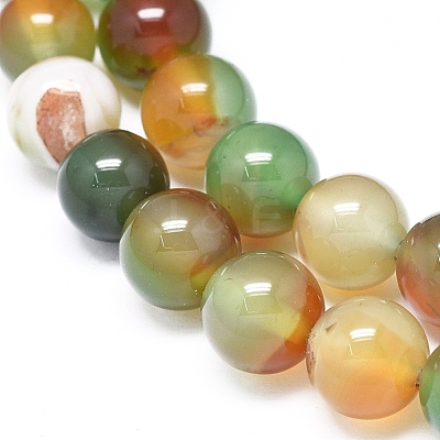 Natural Peacock Agate Beads Strands G-D0005-22-8mm-1