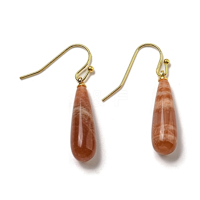 Ion Plating(IP) Natural Sunstone Dangle Earring EJEW-C084-01G-07-1