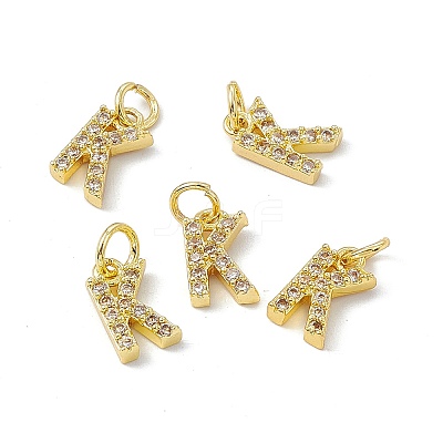 Real 18K Gold Plated Brass Micro Pave Clear Cubic Zirconia Charms KK-E068-VB452-K-1