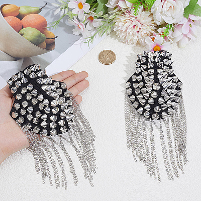 Vintage Iron Tassel Epaulette AJEW-CY0002-76P-1
