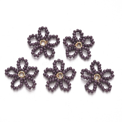 Glass Seed Beads Pendants FIND-R086-06F-1