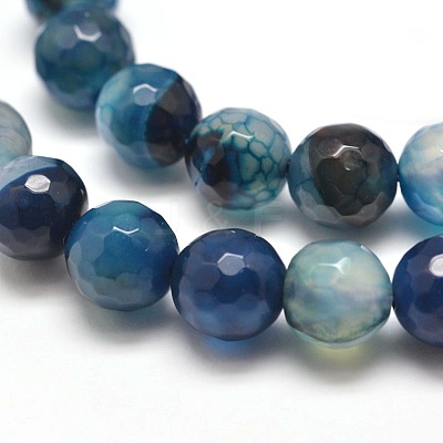 Dyed Natural Agate Faceted Round Beads Strands X-G-E267-21-1