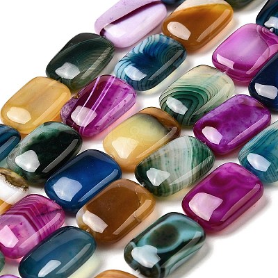 Natural Striped Agate/Banded Agate Beads Strands G-B137-B01-01-1