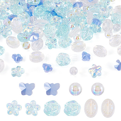 100Pcs 5 Styles Electroplate Transparent Glass Beads EGLA-TA0013-35A-1