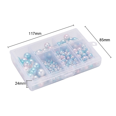 497Pcs 5 Style Rainbow ABS Plastic Imitation Pearl Beads OACR-YW0001-09B-1