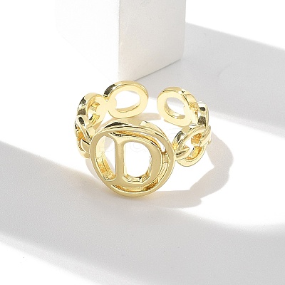 Brass Open Cuff Rings for Women RJEW-K289-01G-D-1