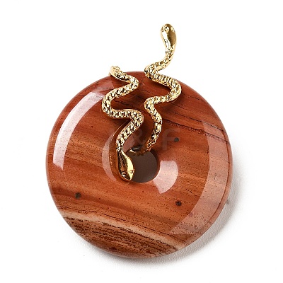 Natural Red Jasper Pendants G-E088-01G-01-1