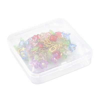 10Pcs 5 Colors Flower Acrylic Pendant Decorations HJEW-FS00087-1