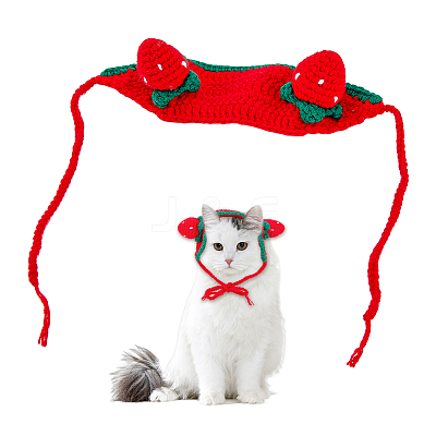 Cotton Crochet Pet Headwear Costume AJEW-WH0258-807-1