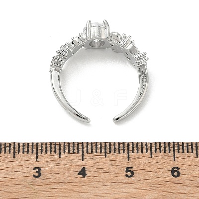 Brass Micro Pave Cubic Zirconia Cuff Open Rings RJEW-C163-25B-P-1
