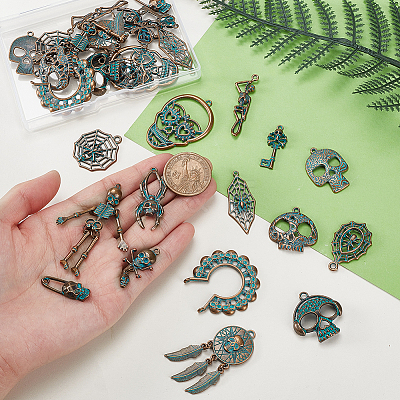 30Pcs 15 Styles Alloy Pendants FIND-GA0008-26-1