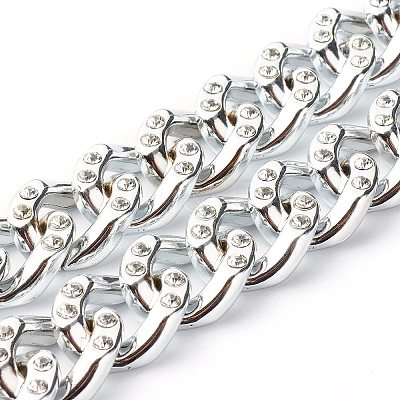 CCB Plastic Rhinestone Curb Chain Necklaces NJEW-JN03560-1