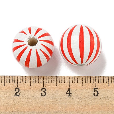 Printed Wood European Beads WOOD-G022-14C-1