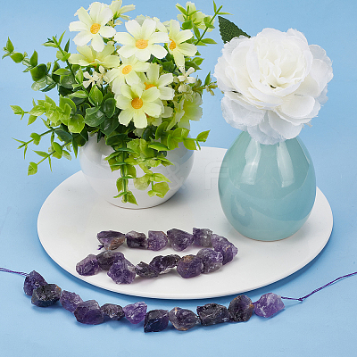 Rough Raw Natural Amethyst Beads Strands G-OC0003-75-1