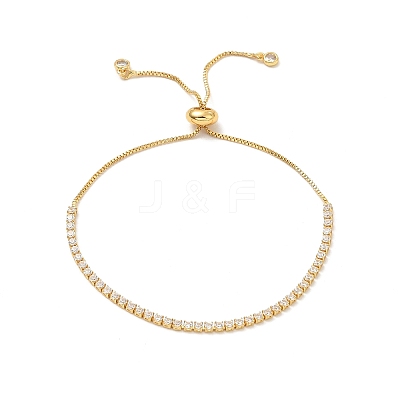 Adjustable Rack Plating Brass Cubic Zirconia Chain Bracelets BJEW-A132-01G-1