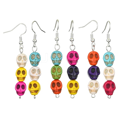 Dyed Synthetic Turquoise Dangle Earrings EJEW-JE05376-01-1
