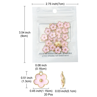 Light Gold Plated Alloy Enamel Pendants ENAM-YW0002-20B-1