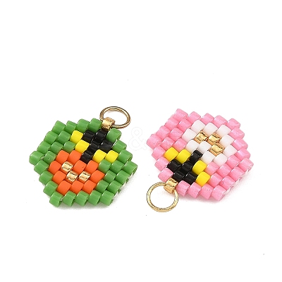 Glass Seed Beaded Pendants PALLOY-MZ01434-1
