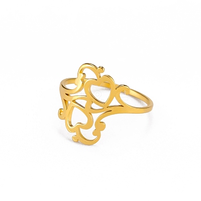 Hollow Out Heart 304 Stainless Steel Finger Rings FS-WGC4FA2-08-1