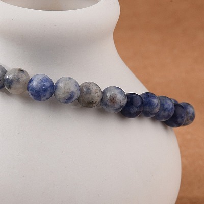 Natural Blue Spot Jasper Bead Stretch Bracelets BJEW-K212-A-039-1