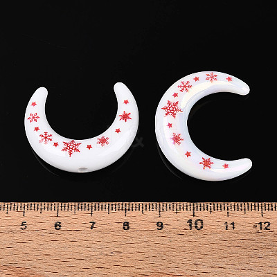 Christmas UV Plating Printed Opaque Acrylic Beads MACR-N018-07A-1