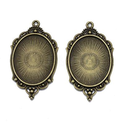 Tibetan Style Alloy Pendant Cabochon Settings X-TIBEP-R304-016AB-LF-1