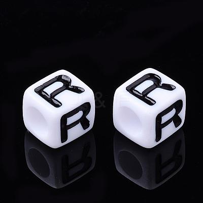 Acrylic Horizontal Hole Letter Beads PL37C9129-R-1