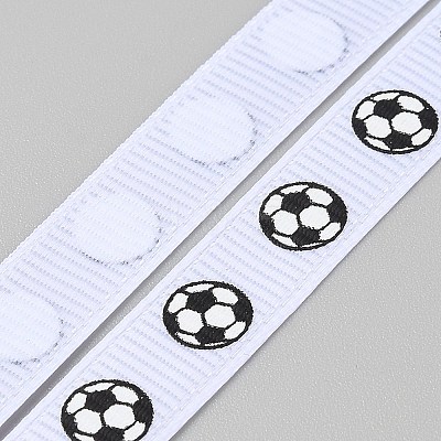10 Yards Football Theme Polyester Printed Grosgrain Ribbon OCOR-WH0036-42A-1
