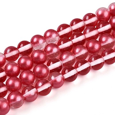 Baking Paint Transparent Glass Beads X1-DGLA-N011-8mm-06-1