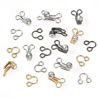 15Sets 3 Colors Alloy Rhinestone Hook and Eye Fasteners FIND-TA0006-54-1