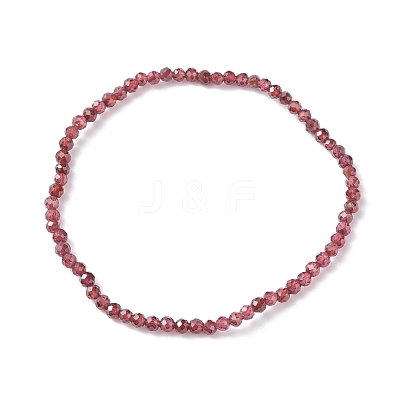 3mm Natural Garnet Beads Stretch Bracelet for Girl Women BJEW-JB07284-03-1