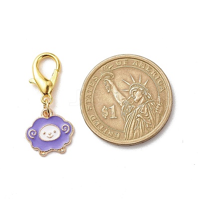 Alloy Enamel Sheep Pendant Decorations X-HJEW-JM00706-1