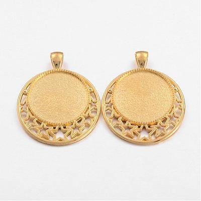 Tibetan Style Alloy Pendant Cabochon Settings PALLOY-J494-30G-1