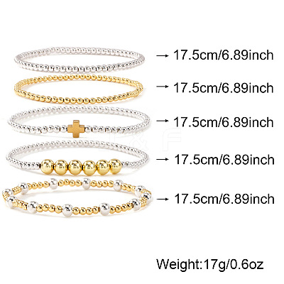 Brass Round Beaded Stretch Bracelet Sets YD0023-1