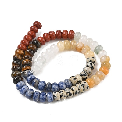 Natural Red Jasper & Tiger Eye & Blue Spot Jasper & Dalmatian Jasper & Topaz Jade & Tianshan Cui Quartzite Beads Strands GG-CBA9281-A08-5x8mm-1