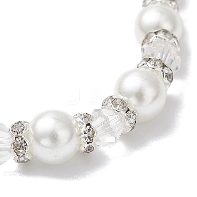 Pearlized Glass Pearl Round Beads Stretch Bracelets for Women BJEW-JB12740-01-1