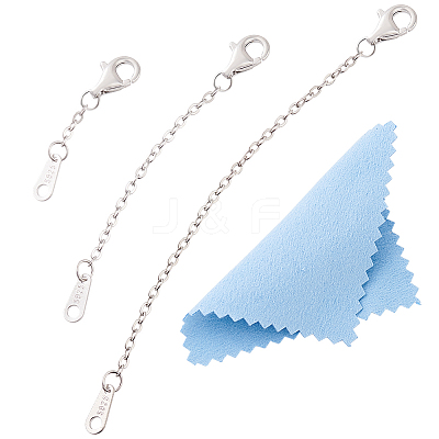 3Pcs 925 Sterling Silver Cable Chain Extenders AJEW-BC0007-62P-1