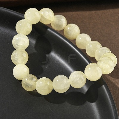 Natural Golden Silk Jade Round Beaded Stretch Bracelets for Women BJEW-F535-01D-1